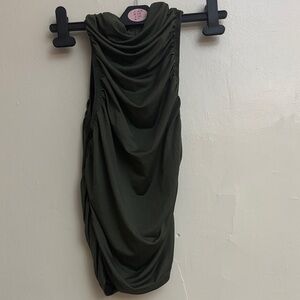 Olive Green Draped mock neck Top